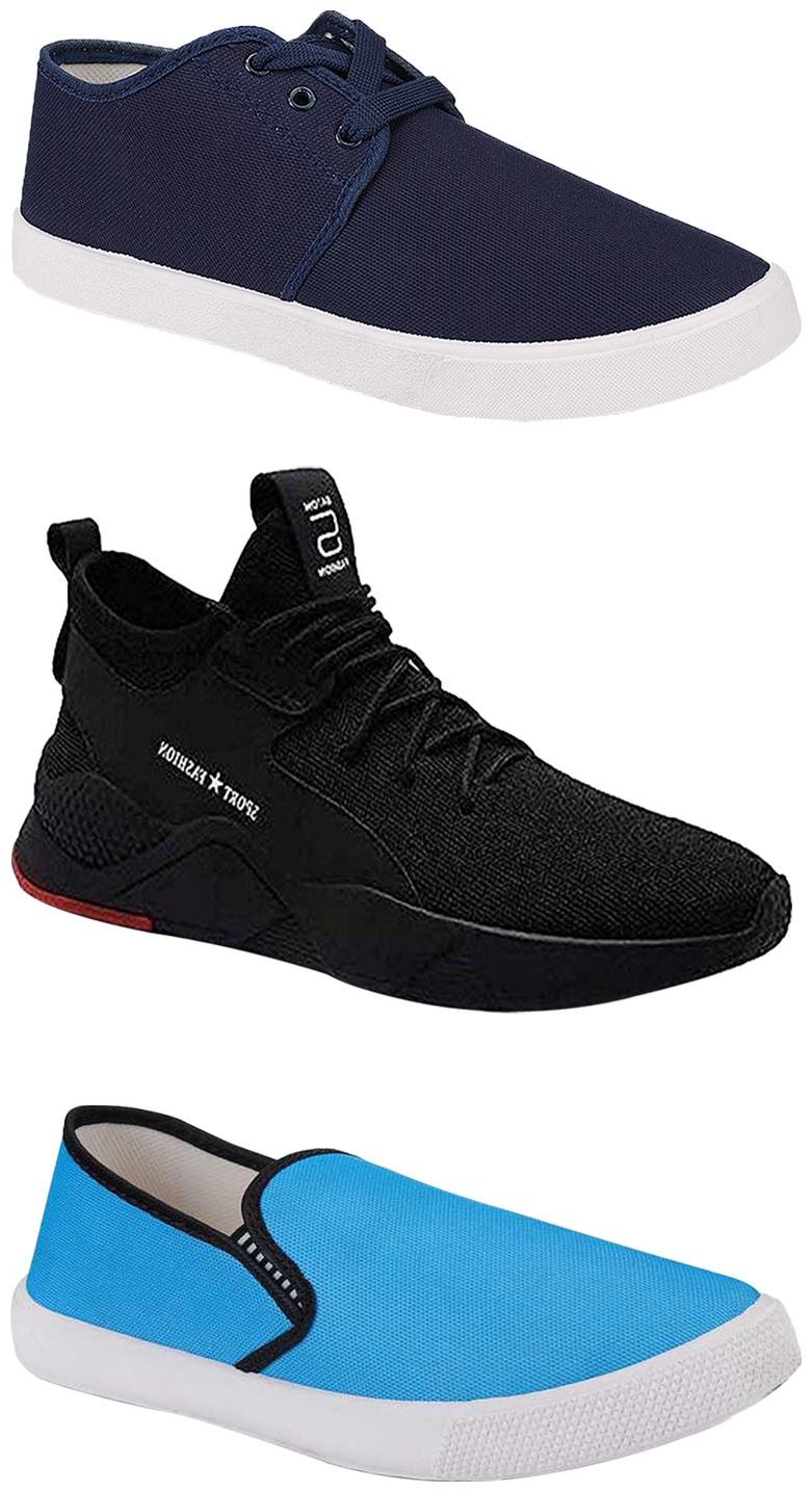 

Birde Men Multicolor Mesh Canvas Casual Sports Sneakers Runnning Shoes for Men s Boy s - UK9 (Combo of 3)