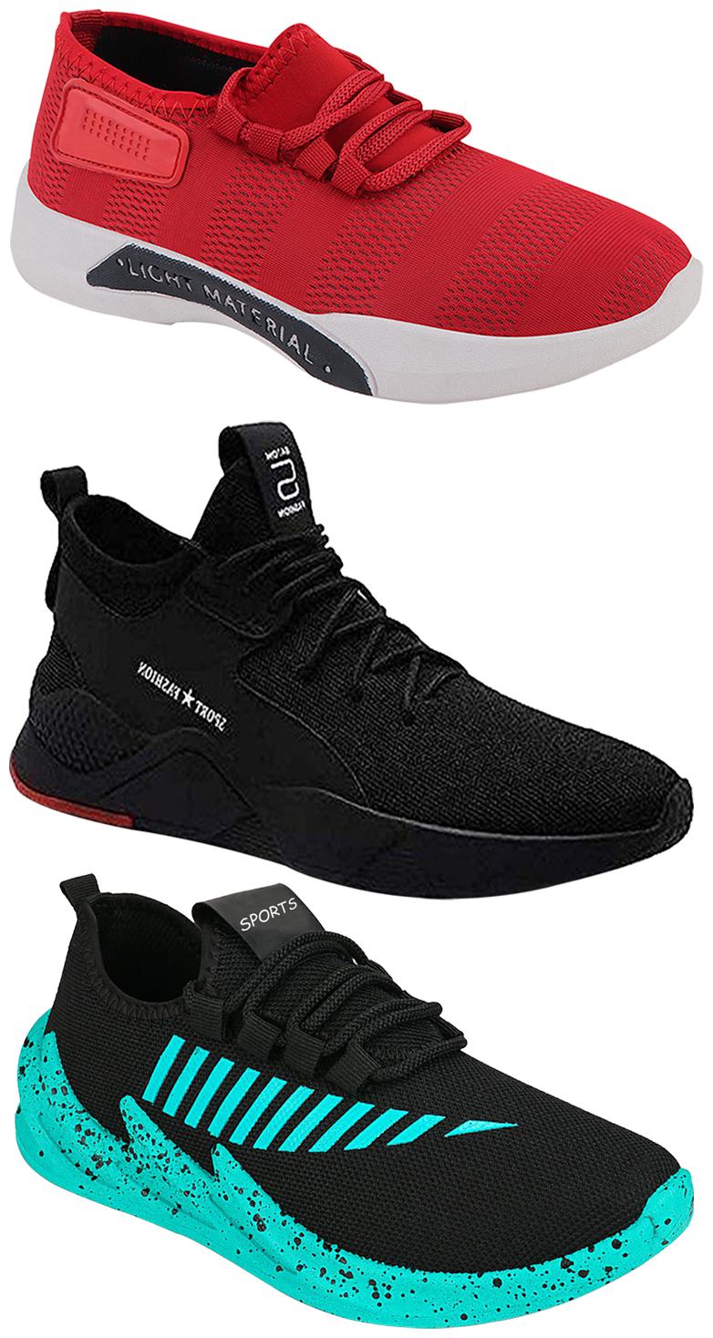 

Birde Men Multicolor Mesh Canvas Casual Sports Sneakers Runnning Shoes for Men s Boy s - UK10 (Combo of 3)