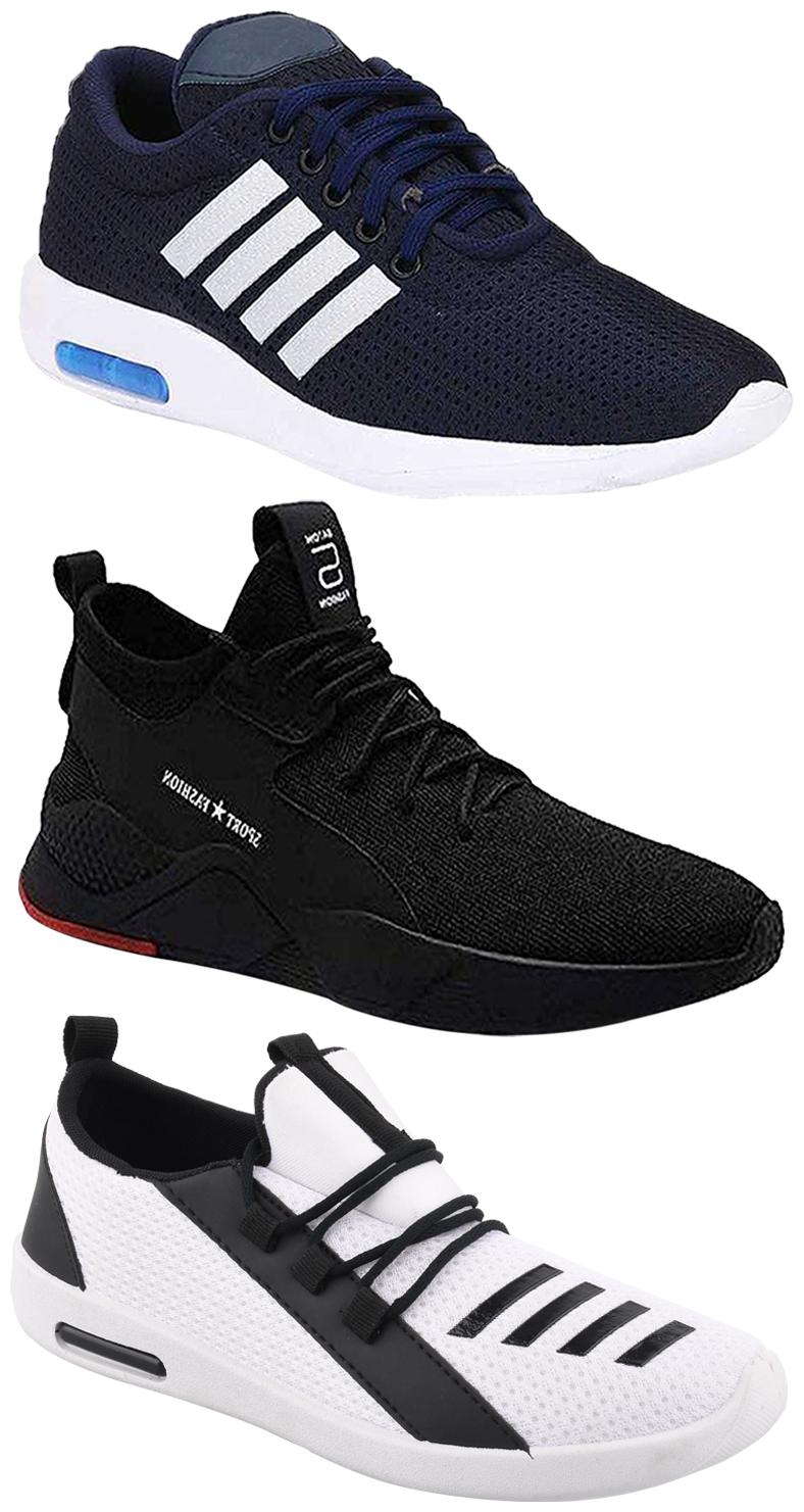 

Birde Men Multicolor Mesh Canvas Casual Sports Sneakers Runnning Shoes for Men s Boy s - UK9 (Combo of 3)