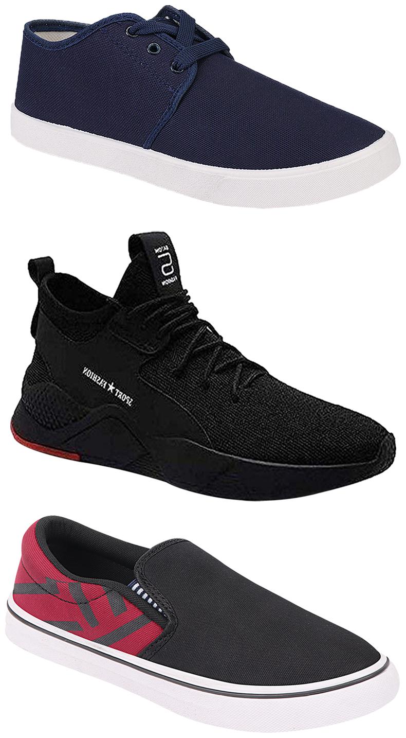 

Birde Men Multicolor Mesh Canvas Casual Sports Sneakers Runnning Shoes for Men s Boy s - UK8 (Combo of 3)
