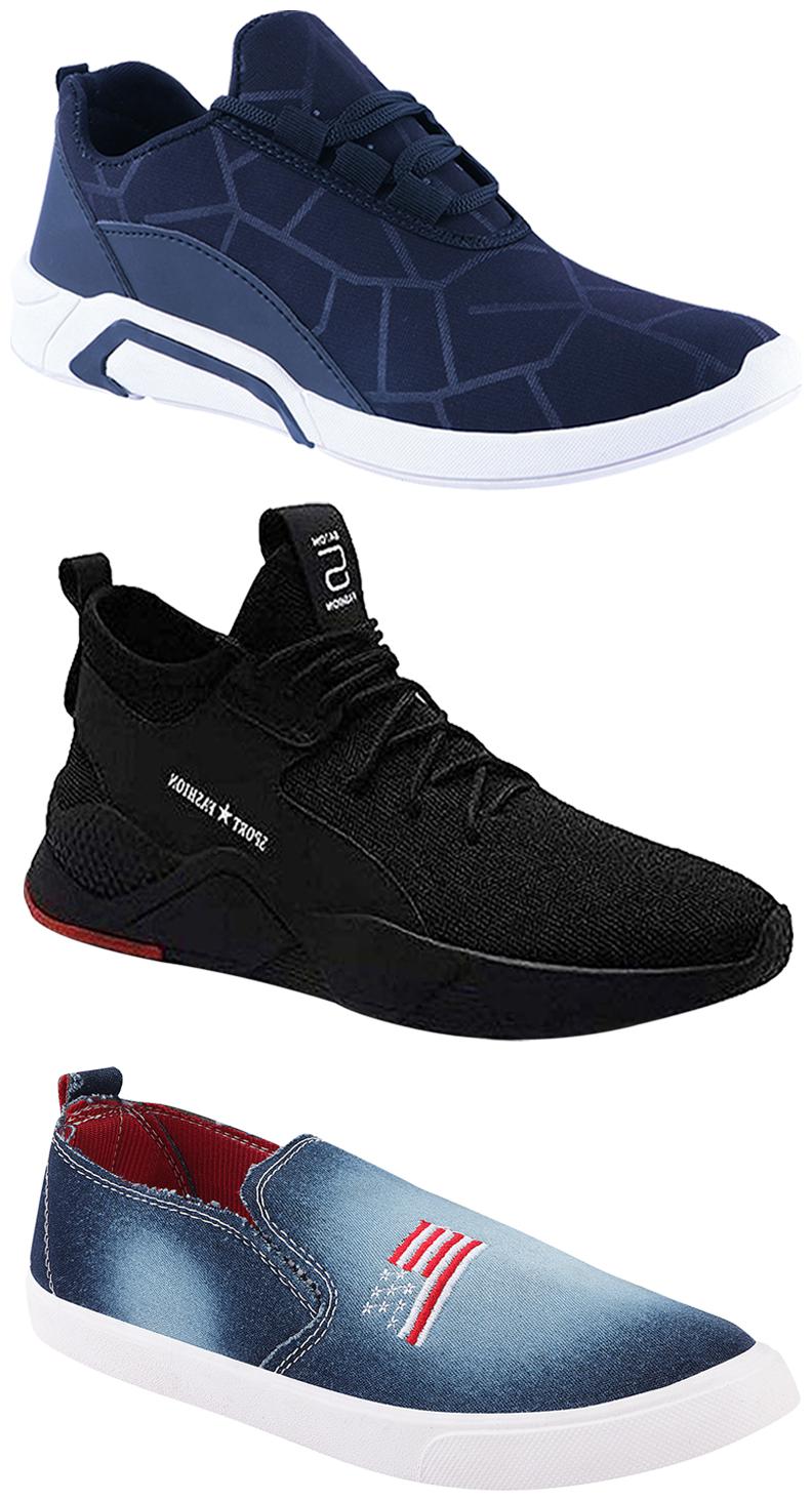 

Birde Men Multicolor Mesh Canvas Casual Sports Sneakers Runnning Shoes for Men s Boy s - UK6 (Combo of 3)