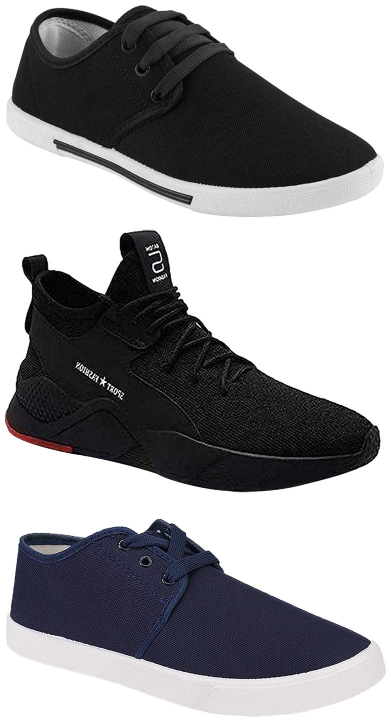 

Birde Men Multicolor Mesh Canvas Casual Sports Sneakers Runnning Shoes for Men s Boy s - UK8 (Combo of 3)