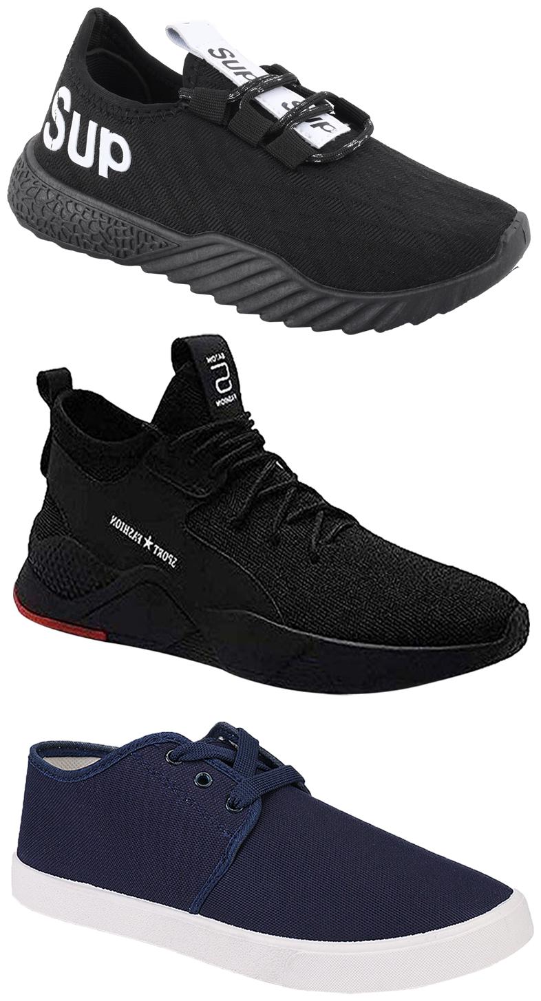 

Birde Men Multicolor Mesh Canvas Casual Sports Sneakers Runnning Shoes for Men s Boy s - UK10 (Combo of 3)