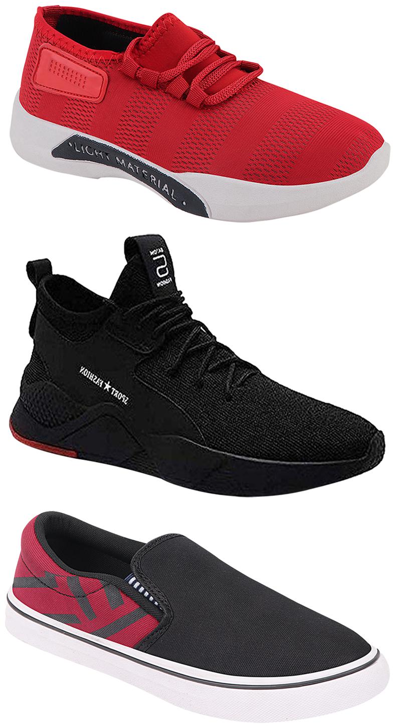 

Birde Men Multicolor Mesh Canvas Casual Sports Sneakers Runnning Shoes for Men s Boy s - UK8 (Combo of 3)