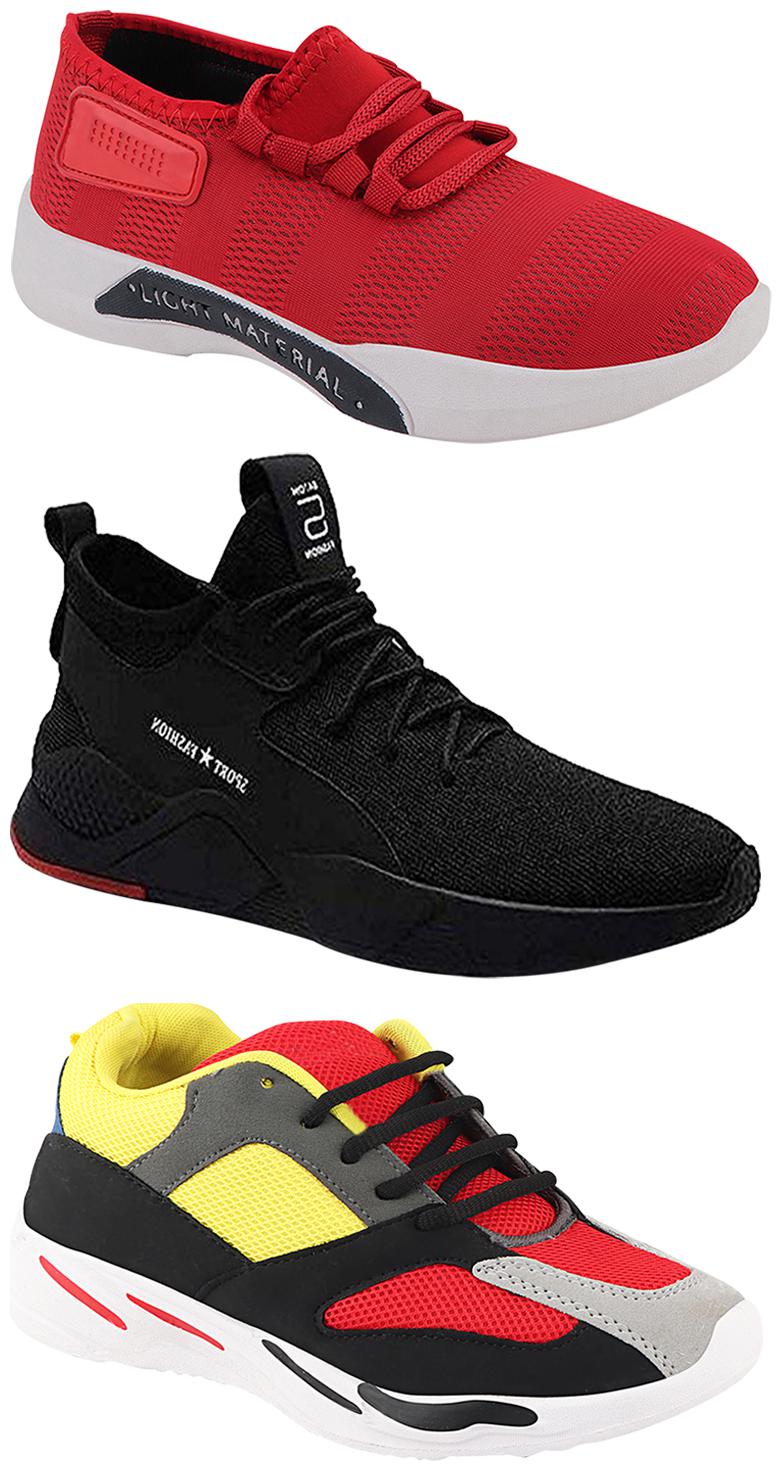 

Birde Men Multicolor Mesh Canvas Casual Sports Sneakers Runnning Shoes for Men s Boy s - UK6 (Combo of 3)