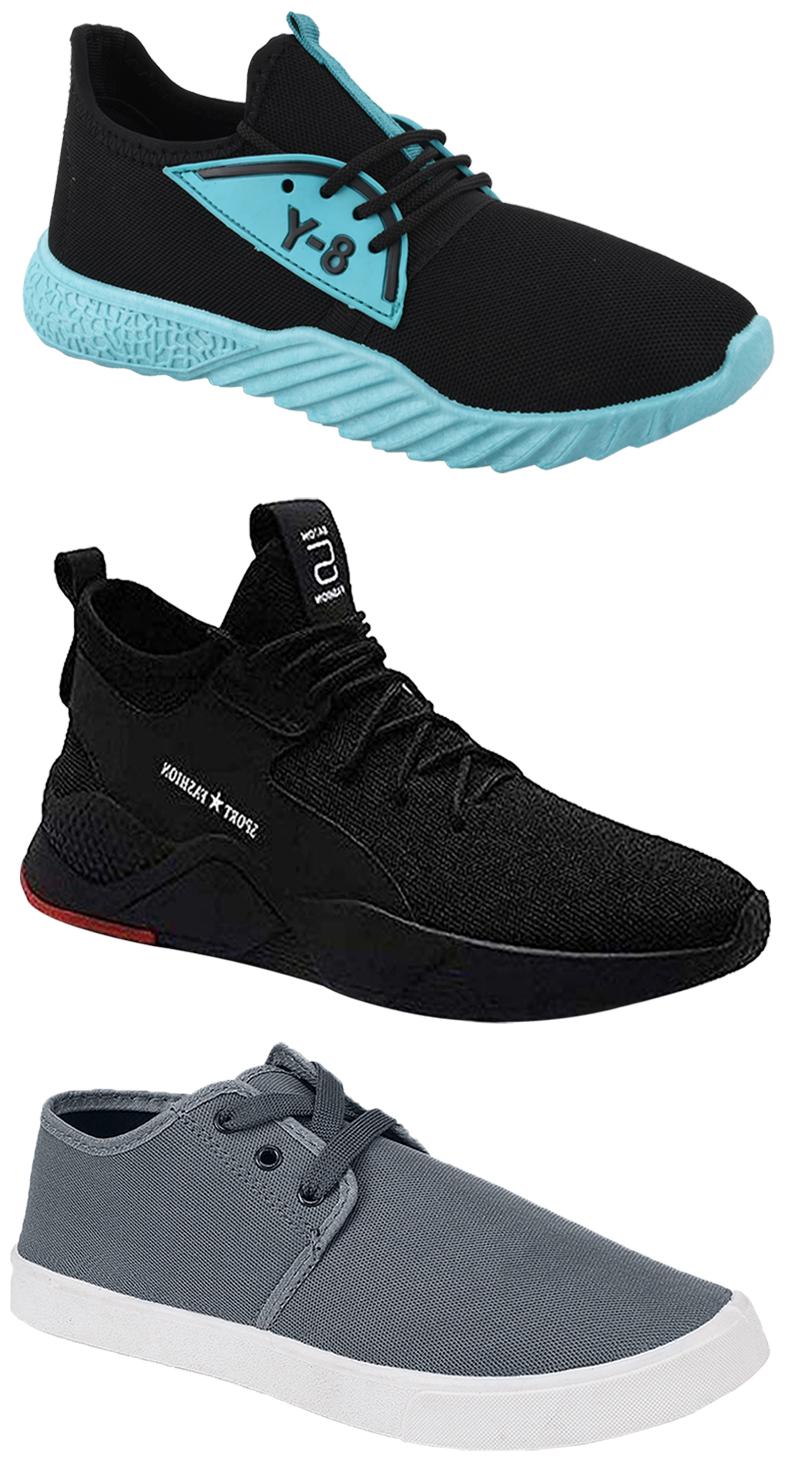 

Birde Men Multicolor Mesh Canvas Casual Sports Sneakers Runnning Shoes for Men s Boy s - UK10 (Combo of 3)