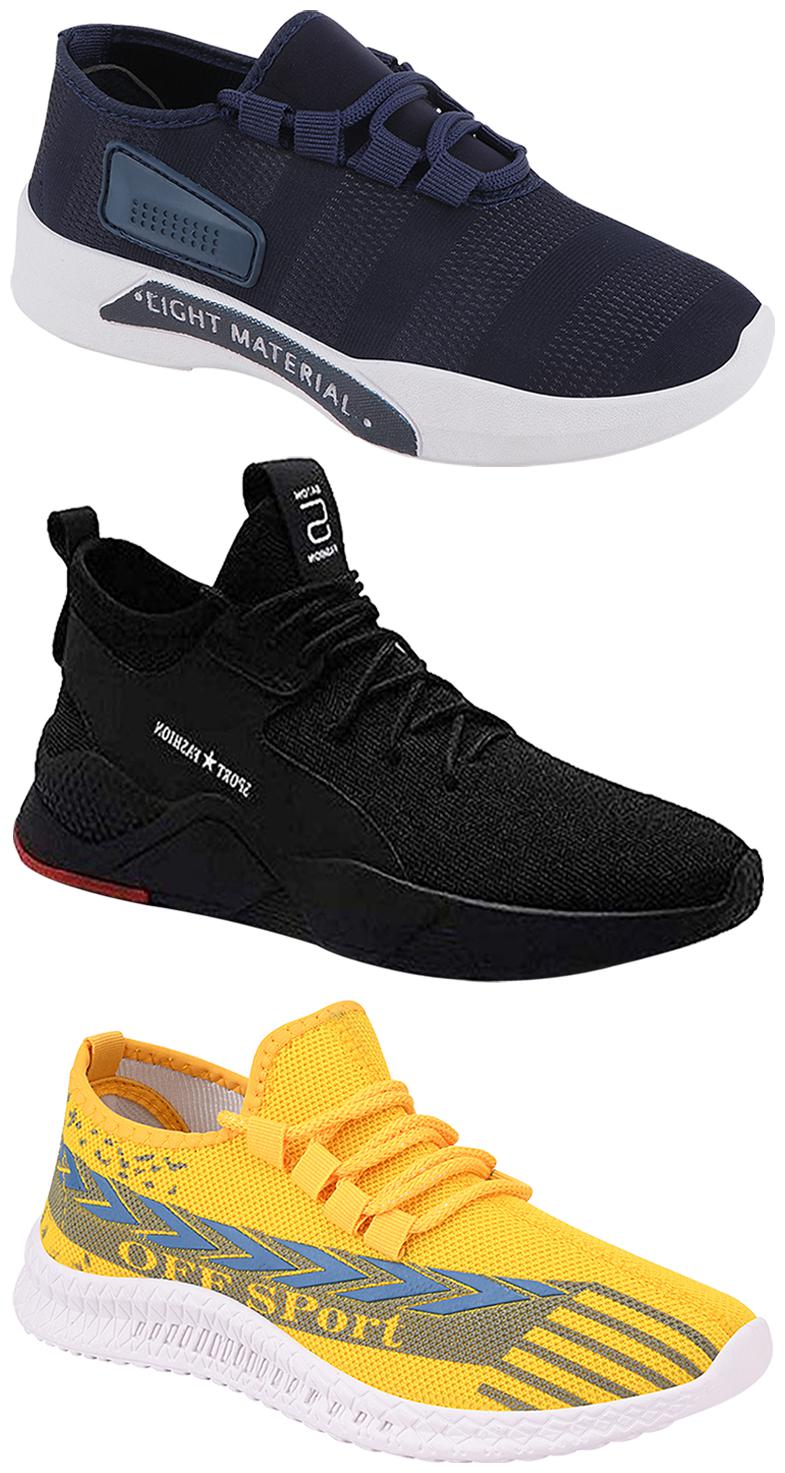 

Birde Men Multicolor Mesh Canvas Casual Sports Sneakers Runnning Shoes for Men s Boy s - UK6 (Combo of 3)