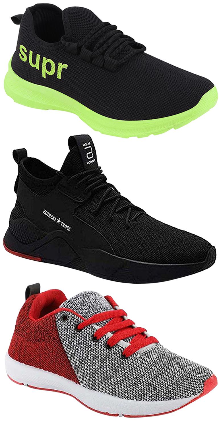 

Birde Men Multicolor Mesh Canvas Casual Sports Sneakers Runnning Shoes for Men s Boy s - UK8 (Combo of 3)