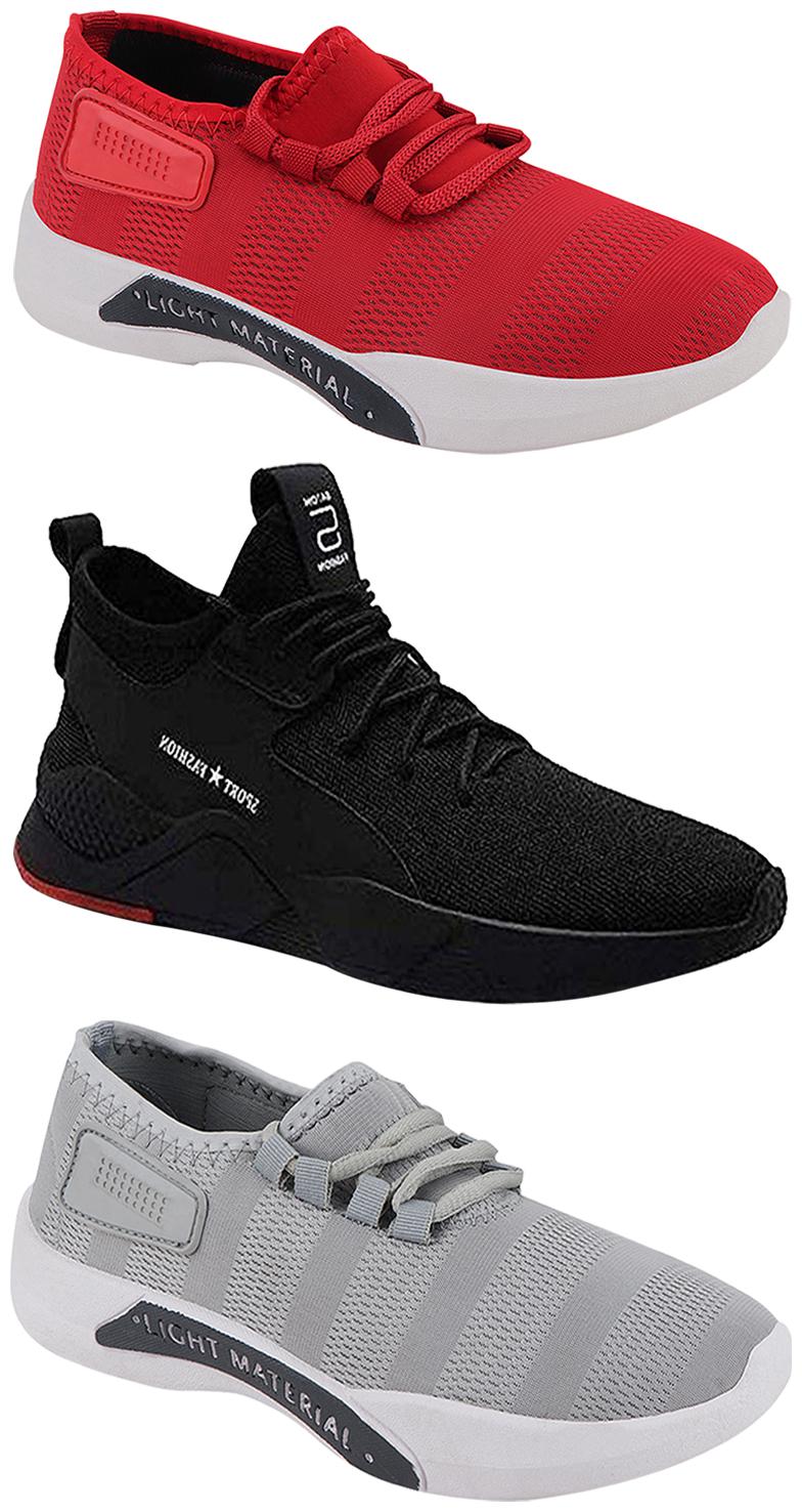 

Birde Men Multicolor Mesh Canvas Casual Sports Sneakers Runnning Shoes for Men s Boy s - UK6 (Combo of 3)