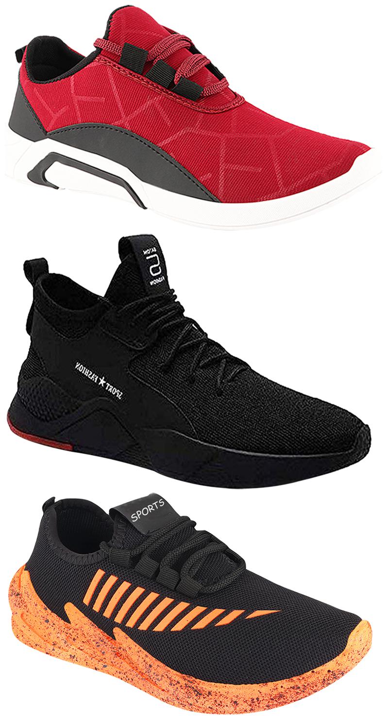 

Birde Men Multicolor Mesh Canvas Casual Sports Sneakers Runnning Shoes for Men s Boy s - UK9 (Combo of 3)