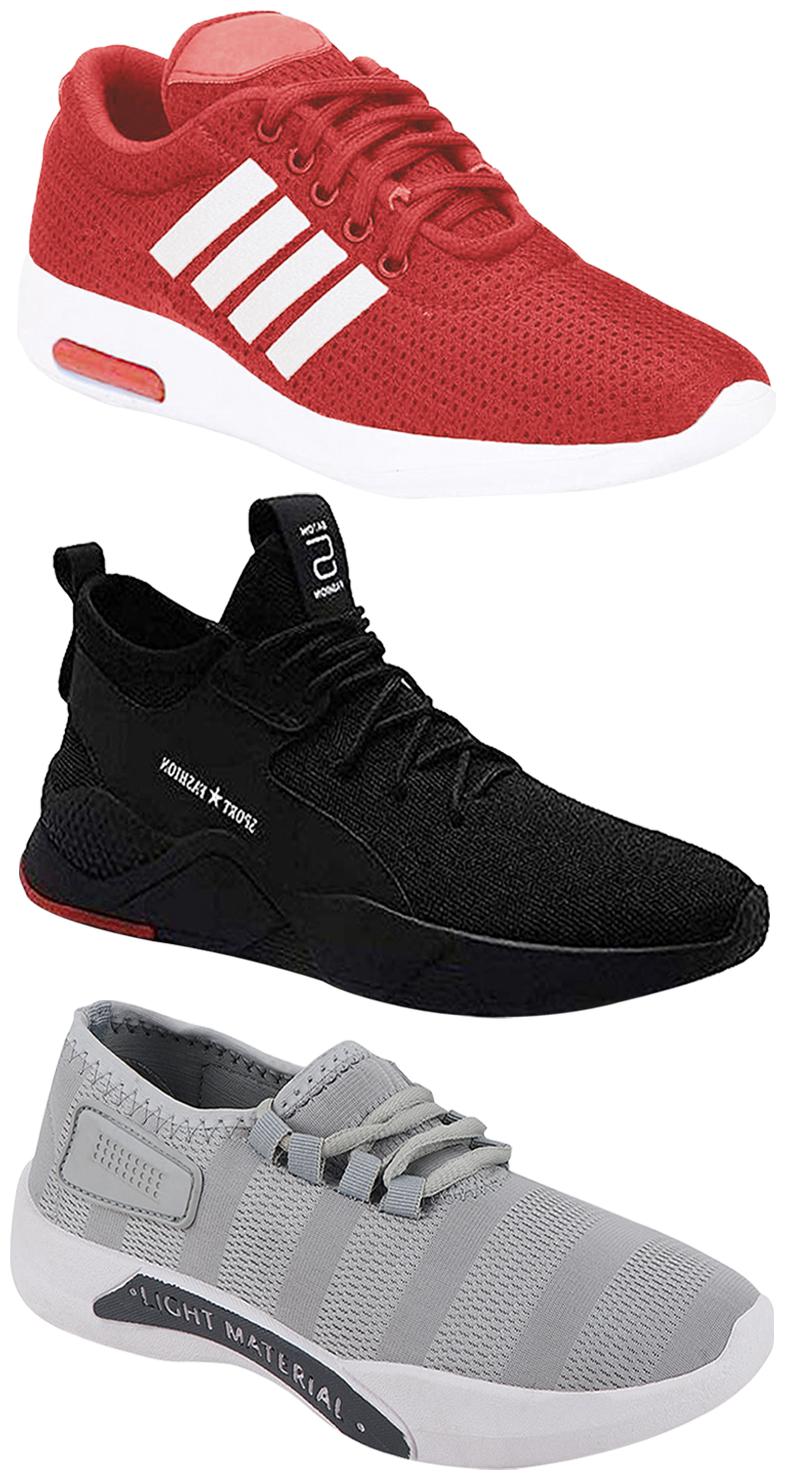 

Birde Men Multicolor Mesh Canvas Casual Sports Sneakers Runnning Shoes for Men s Boy s - UK9 (Combo of 3)