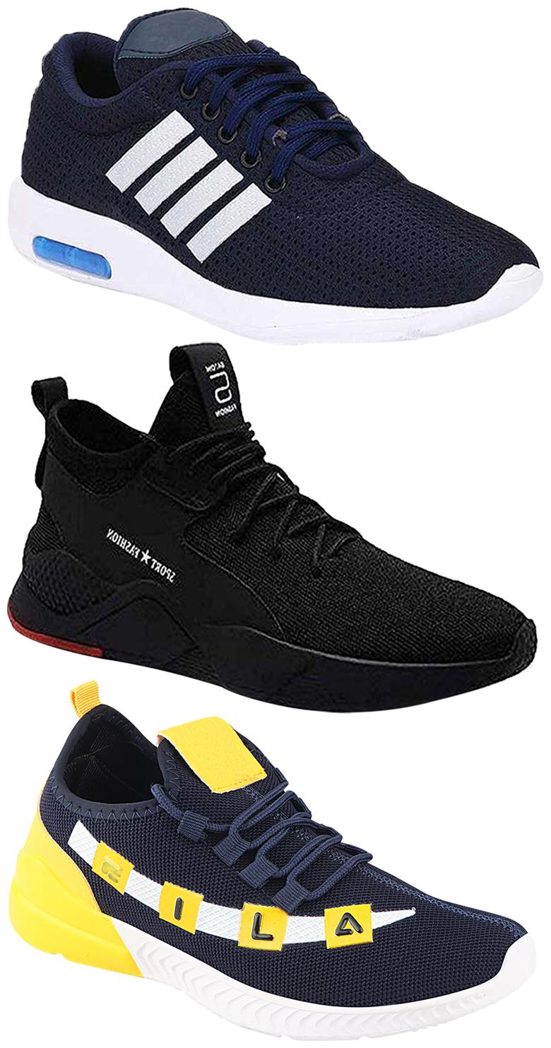 

Birde Men Multicolor Mesh Canvas Casual Sports Sneakers Runnning Shoes for Men s Boy s - UK8 (Combo of 3)