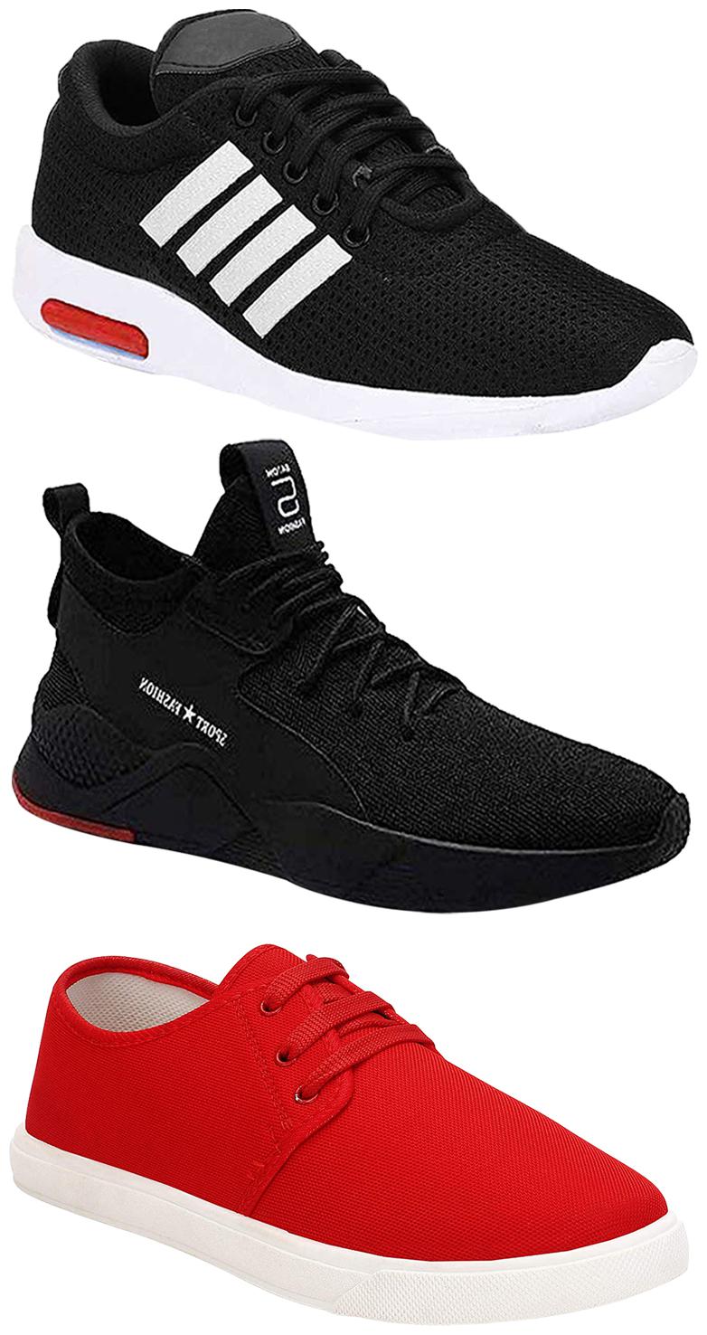 

Birde Men Multicolor Mesh Canvas Casual Sports Sneakers Runnning Shoes for Men s Boy s - UK9 (Combo of 3)