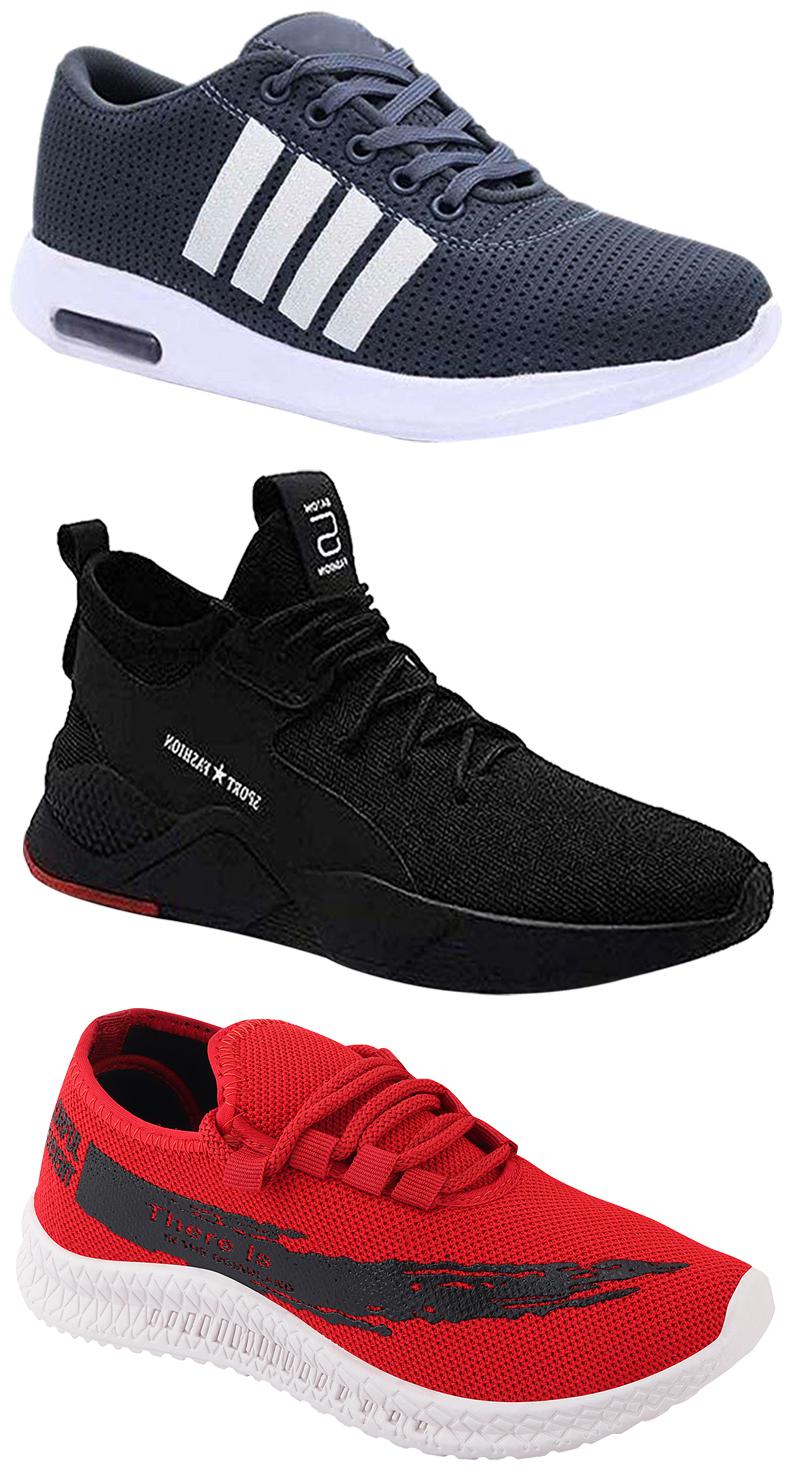 

Birde Men Multicolor Mesh Canvas Casual Sports Sneakers Runnning Shoes for Men s Boy s - UK7 (Combo of 3)