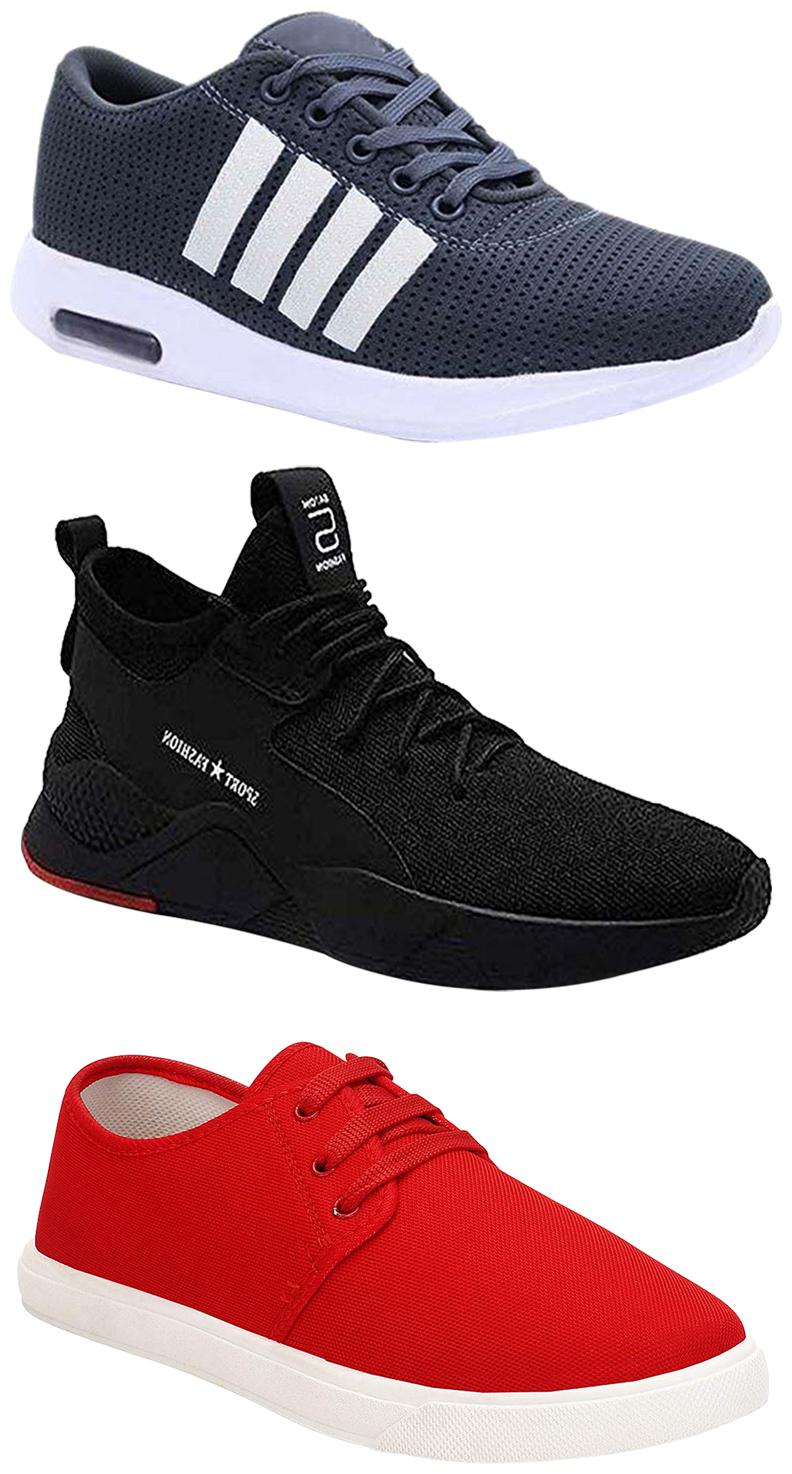 

Birde Men Multicolor Mesh Canvas Casual Sports Sneakers Runnning Shoes for Men s Boy s - UK6 (Combo of 3)