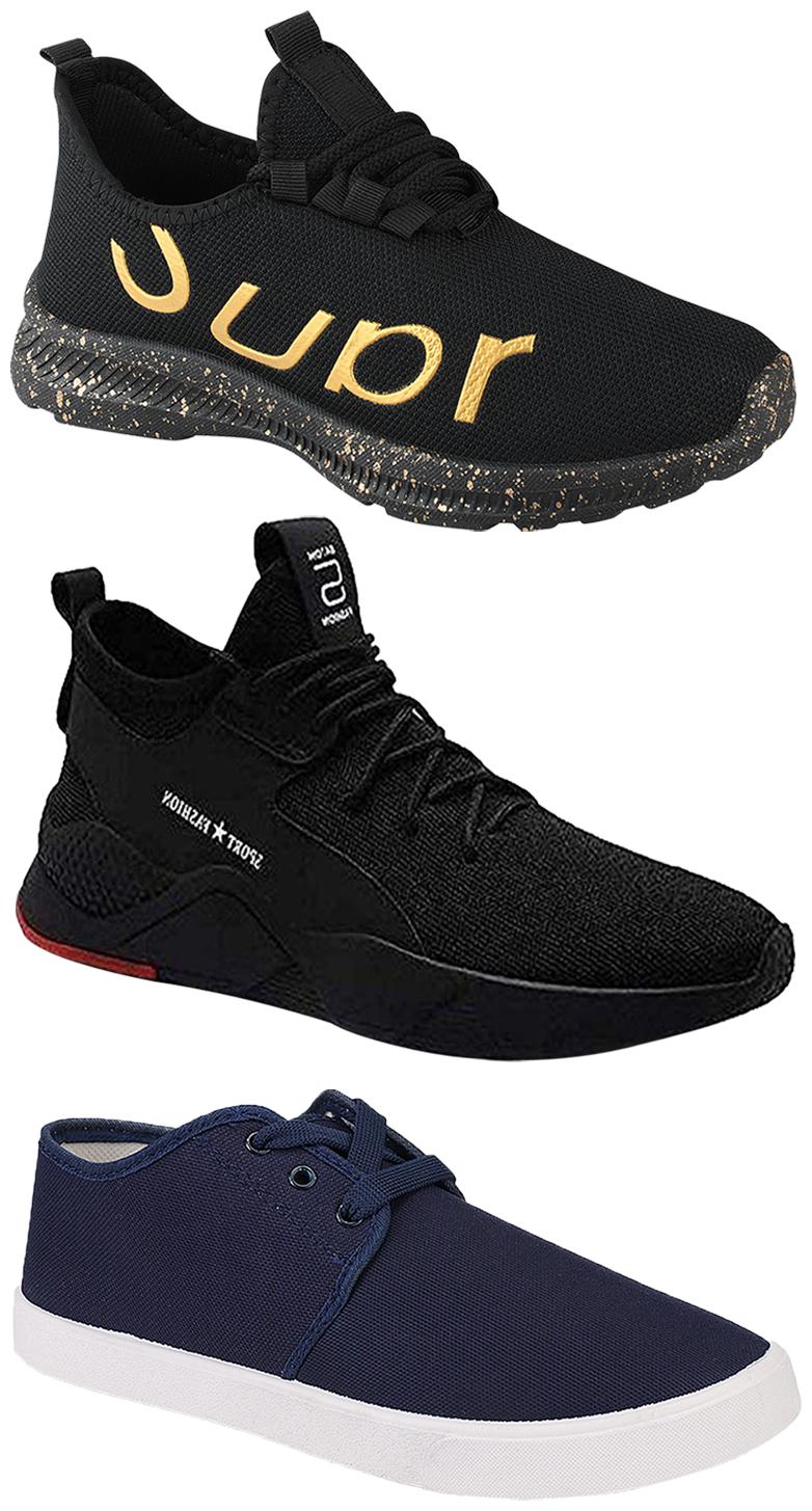 

Birde Men Multicolor Mesh Canvas Casual Sports Sneakers Runnning Shoes for Men s Boy s - UK10 (Combo of 3)