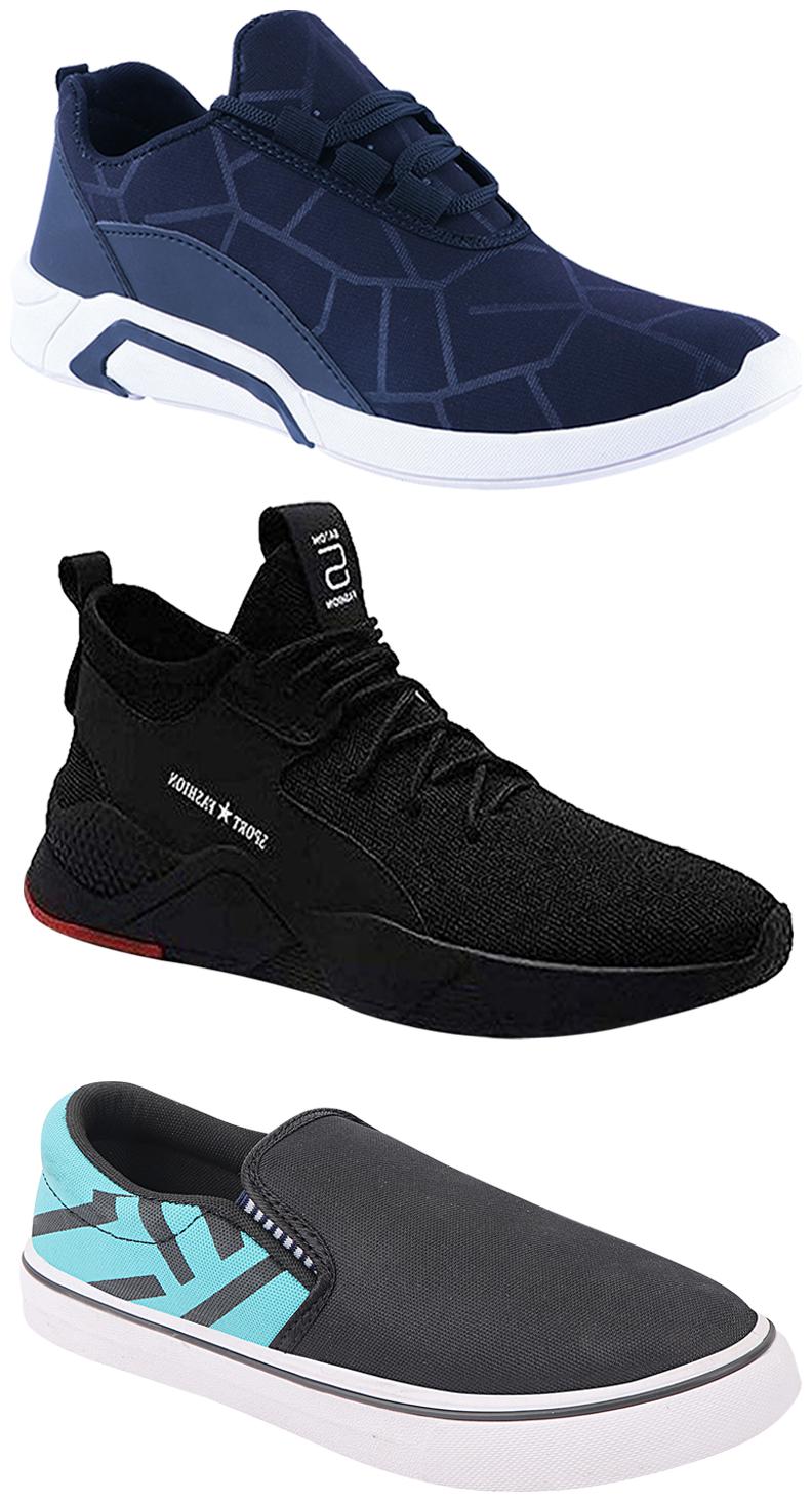 

Birde Men Multicolor Mesh Canvas Casual Sports Sneakers Runnning Shoes for Men s Boy s - UK6 (Combo of 3)