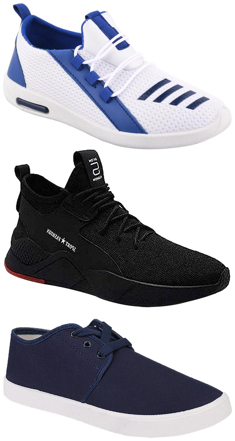 

Birde Men Multicolor Mesh Canvas Casual Sports Sneakers Runnning Shoes for Men s Boy s - UK9 (Combo of 3)