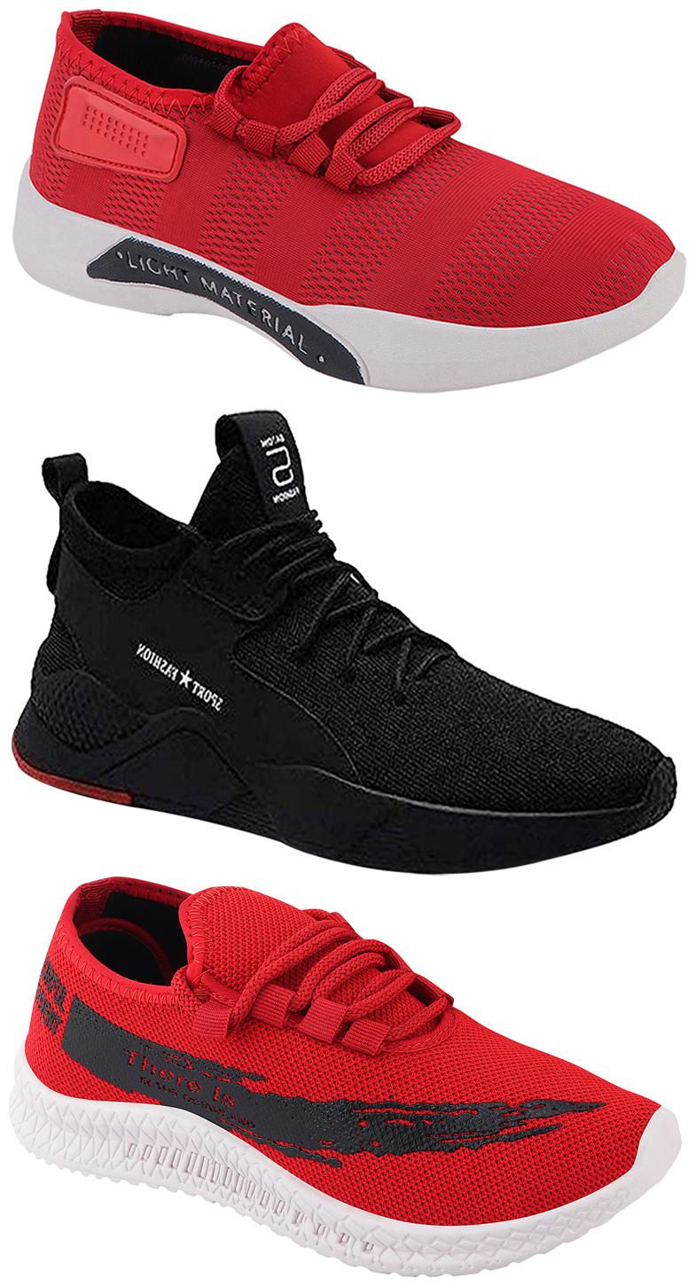 

Birde Men Multicolor Mesh Canvas Casual Sports Sneakers Runnning Shoes for Men s Boy s - UK8 (Combo of 3)