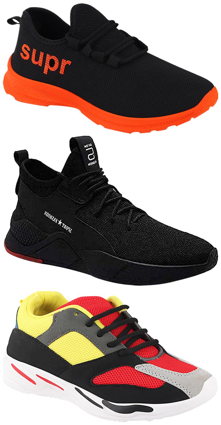 

Birde Men Multicolor Mesh Canvas Casual Sports Sneakers Runnning Shoes for Men s Boy s - UK8 (Combo of 3)