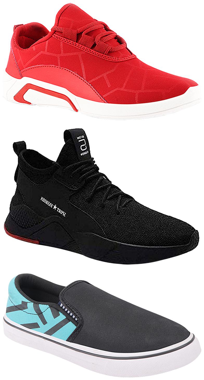 

Birde Men Multicolor Mesh Canvas Casual Sports Sneakers Runnning Shoes for Men s Boy s - UK9 (Combo of 3)