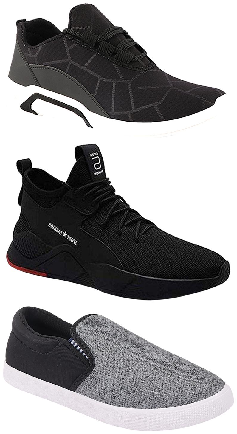 

Birde Men Multicolor Mesh Canvas Casual Sports Sneakers Runnning Shoes for Men s Boy s - UK6 (Combo of 3)