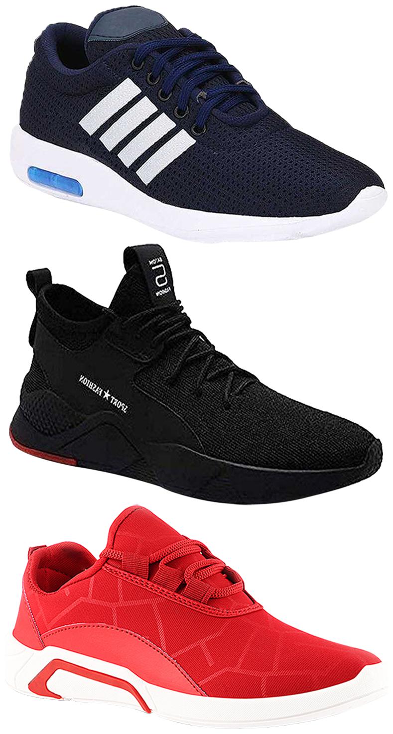 

Birde Men Multicolor Mesh Canvas Casual Sports Sneakers Runnning Shoes for Men s Boy s - UK7 (Combo of 3)