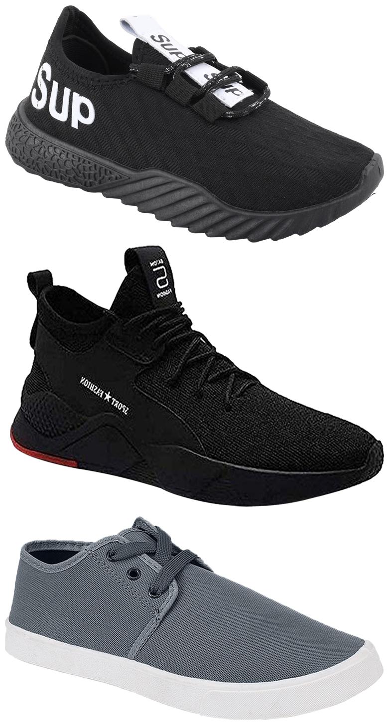 

Birde Men Multicolor Mesh Canvas Casual Sports Sneakers Runnning Shoes for Men s Boy s - UK10 (Combo of 3)