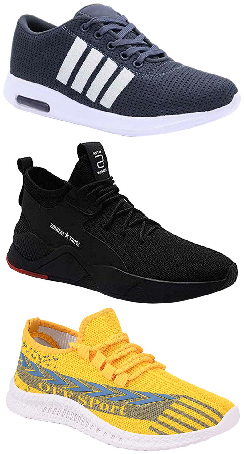 

Birde Men Multicolor Mesh Canvas Casual Sports Sneakers Runnning Shoes for Men s Boy s - UK9 (Combo of 3)