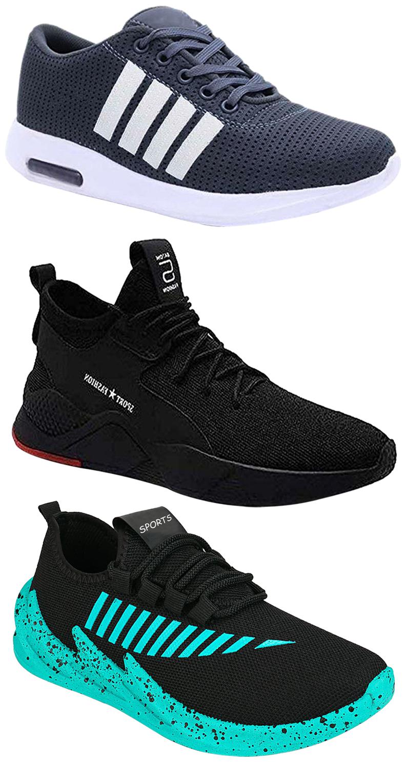 

Birde Men Multicolor Mesh Canvas Casual Sports Sneakers Runnning Shoes for Men s Boy s - UK8 (Combo of 3)