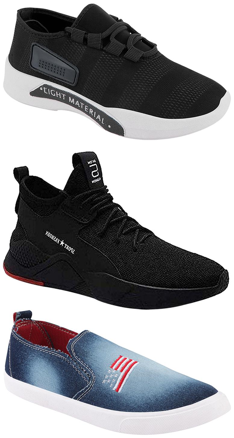 

Birde Men Multicolor Mesh Canvas Casual Sports Sneakers Runnning Shoes for Men s Boy s - UK8 (Combo of 3)