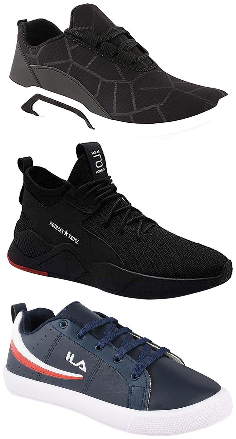 

Birde Men Multicolor Mesh Canvas Casual Sports Sneakers Runnning Shoes for Men s Boy s - UK7 (Combo of 3)