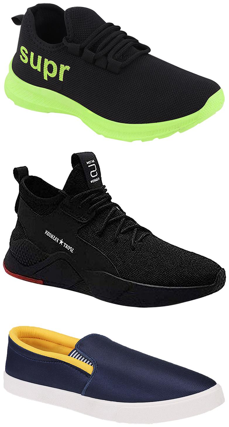 

Birde Men Multicolor Mesh Canvas Casual Sports Sneakers Runnning Shoes for Men s Boy s - UK8 (Combo of 3)