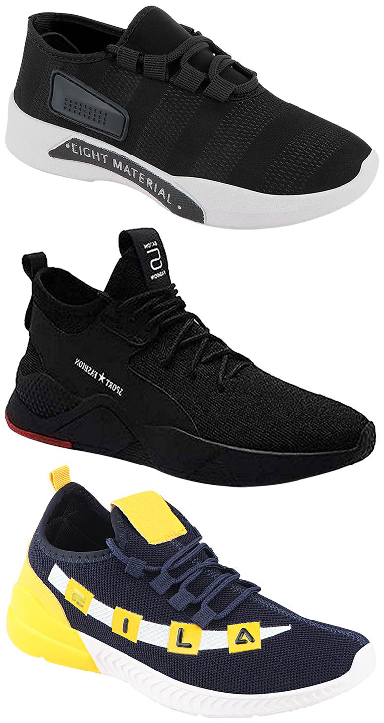

Birde Men Multicolor Mesh Canvas Casual Sports Sneakers Runnning Shoes for Men s Boy s - UK9 (Combo of 3)