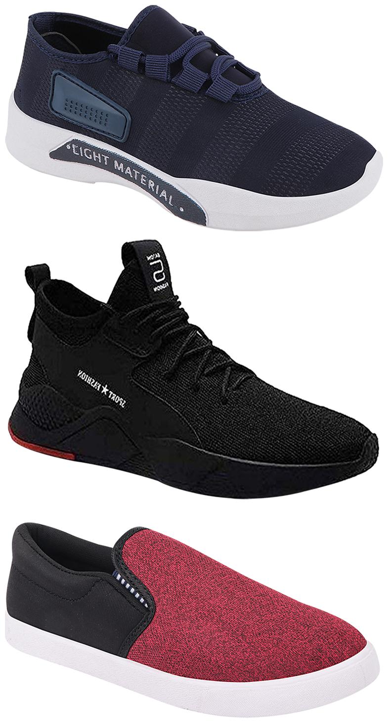 

Birde Men Multicolor Mesh Canvas Casual Sports Sneakers Runnning Shoes for Men s Boy s - UK10 (Combo of 3)