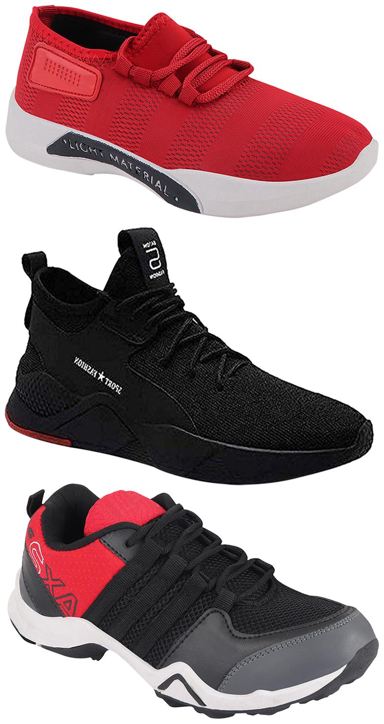 

Birde Men Multicolor Mesh Canvas Casual Sports Sneakers Runnning Shoes for Men s Boy s - UK7 (Combo of 3)