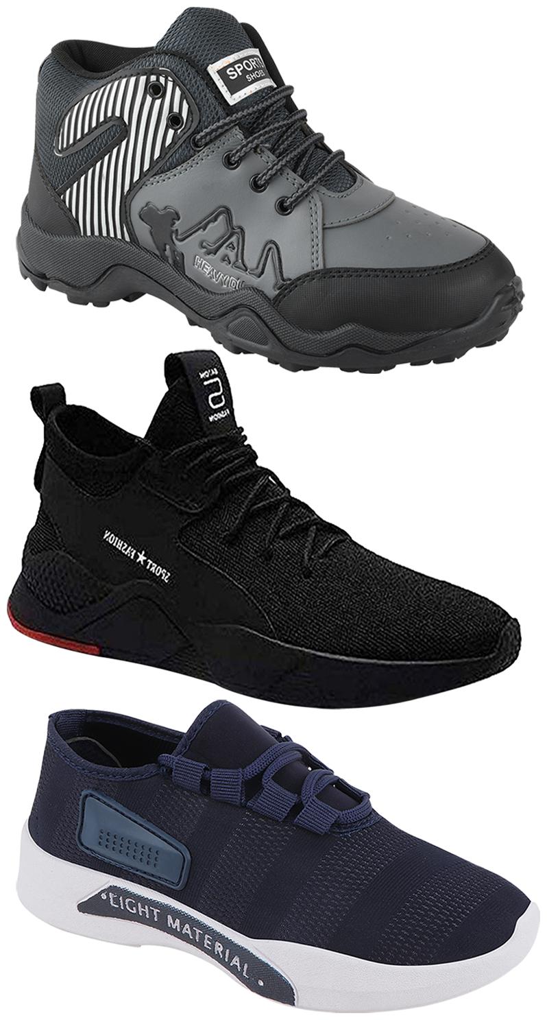 

Birde Men Multicolor Mesh Canvas Casual Sports Sneakers Runnning Shoes for Men s Boy s - UK9 (Combo of 3)