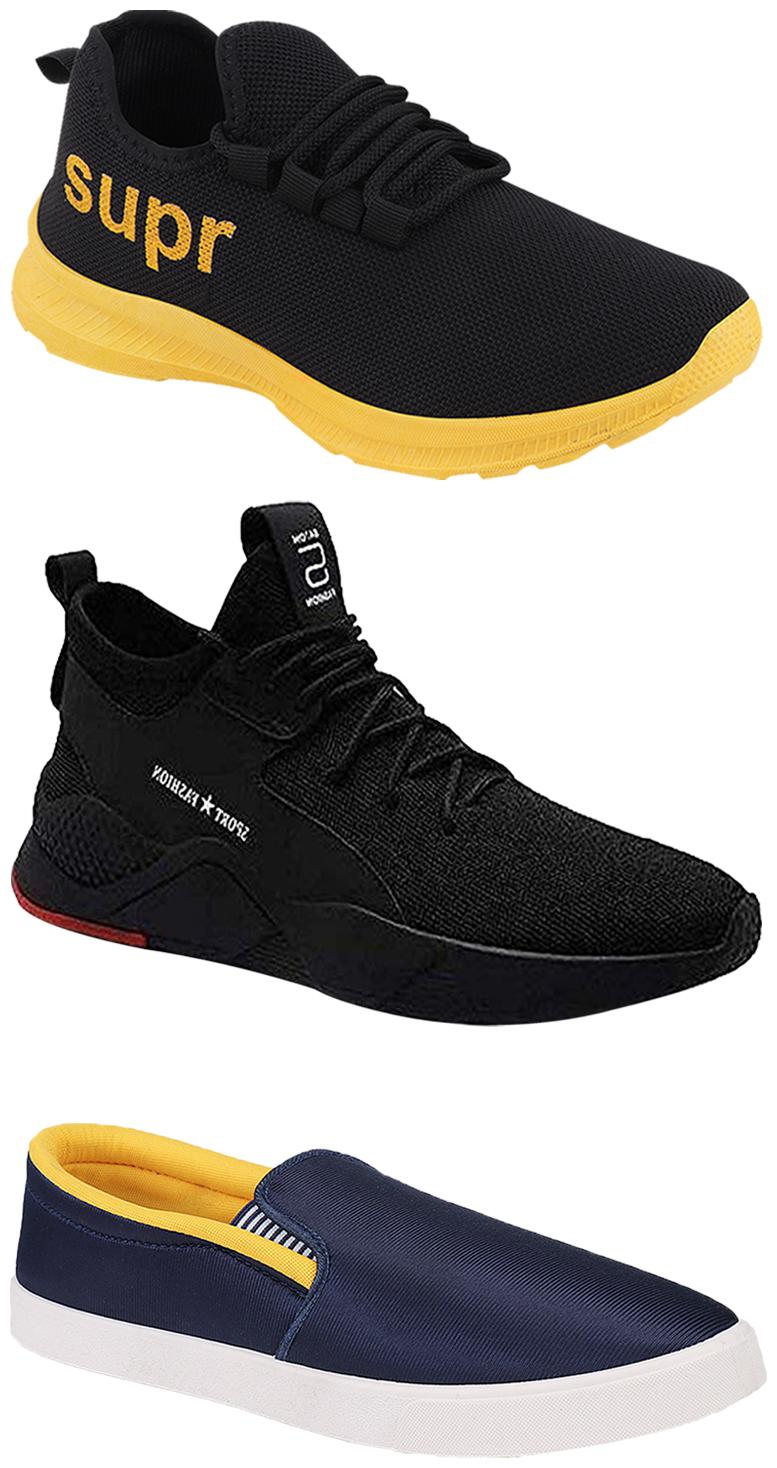 

Birde Men Multicolor Mesh Canvas Casual Sports Sneakers Runnning Shoes for Men s Boy s - UK7 (Combo of 3)