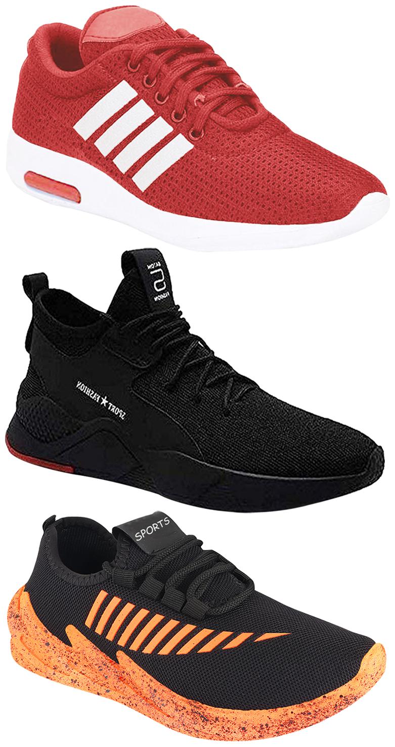 

Birde Men Multicolor Mesh Canvas Casual Sports Sneakers Runnning Shoes for Men s Boy s - UK10 (Combo of 3)