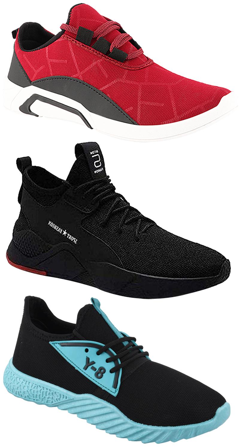

Birde Men Multicolor Mesh Canvas Casual Sports Sneakers Runnning Shoes for Men s Boy s - UK7 (Combo of 3)