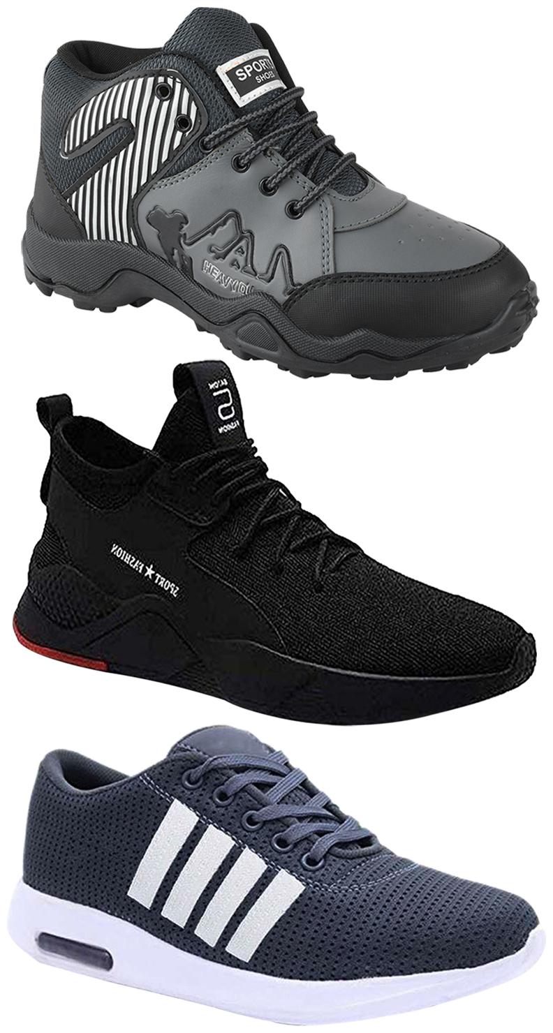

Birde Men Multicolor Mesh Canvas Casual Sports Sneakers Runnning Shoes for Men s Boy s - UK10 (Combo of 3)