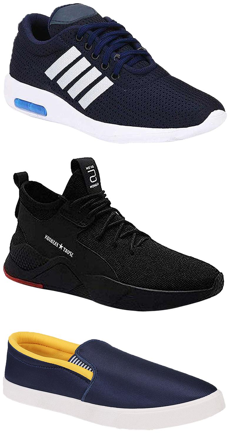 

Birde Men Multicolor Mesh Canvas Casual Sports Sneakers Runnning Shoes for Men s Boy s - UK6 (Combo of 3)