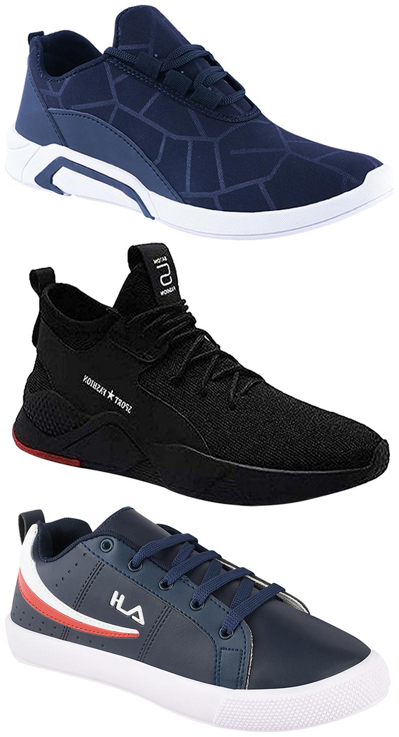 

Birde Men Multicolor Mesh Canvas Casual Sports Sneakers Runnning Shoes for Men s Boy s - UK10 (Combo of 3)