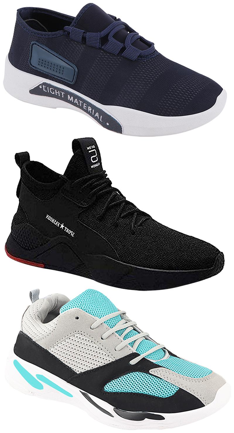 

Birde Men Multicolor Mesh Canvas Casual Sports Sneakers Runnning Shoes for Men s Boy s - UK10 (Combo of 3)