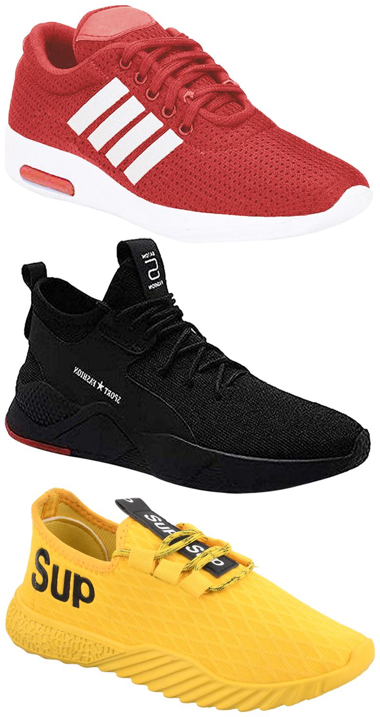 

Birde Men Multicolor Mesh Canvas Casual Sports Sneakers Runnning Shoes for Men s Boy s - UK8 (Combo of 3)
