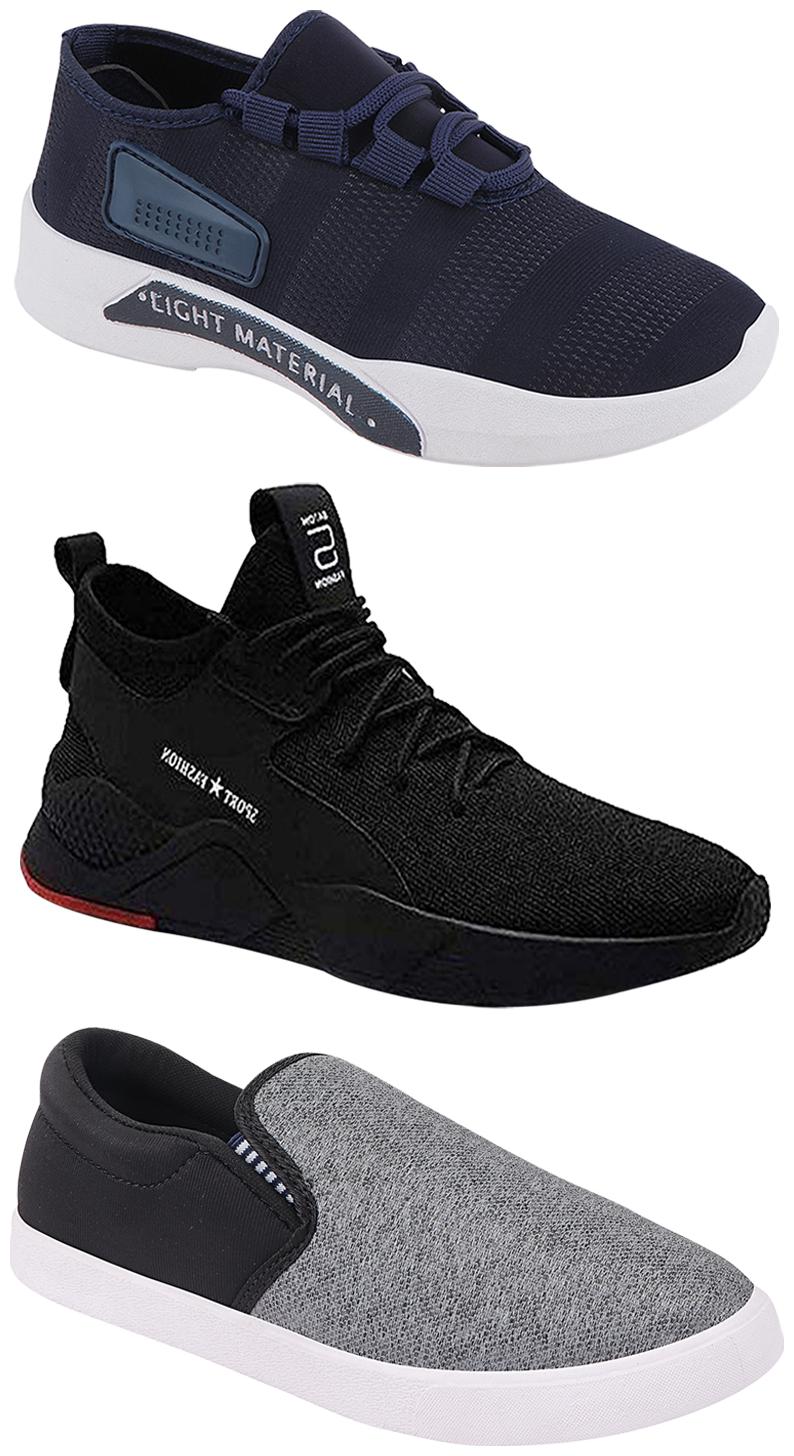 

Birde Men Multicolor Mesh Canvas Casual Sports Sneakers Runnning Shoes for Men s Boy s - UK6 (Combo of 3)