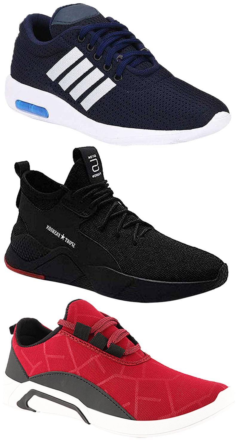 

Birde Men Multicolor Mesh Canvas Casual Sports Sneakers Runnning Shoes for Men s Boy s - UK8 (Combo of 3)