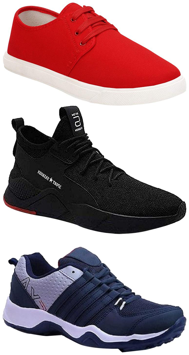 

Birde Men Multicolor Mesh Canvas Casual Sports Sneakers Runnning Shoes for Men s Boy s - UK10 (Combo of 3)