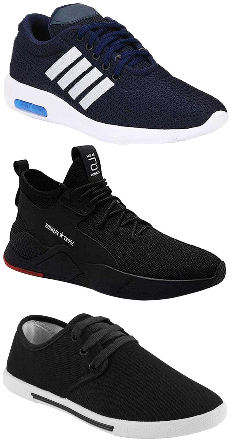 

Birde Men Multicolor Mesh Canvas Casual Sports Sneakers Runnning Shoes for Men s Boy s - UK7 (Combo of 3)