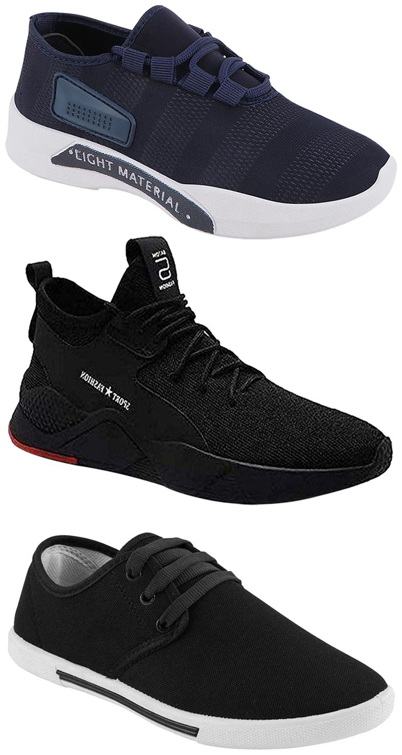 

Birde Men Multicolor Mesh Canvas Casual Sports Sneakers Runnning Shoes for Men s Boy s - UK10 (Combo of 3)